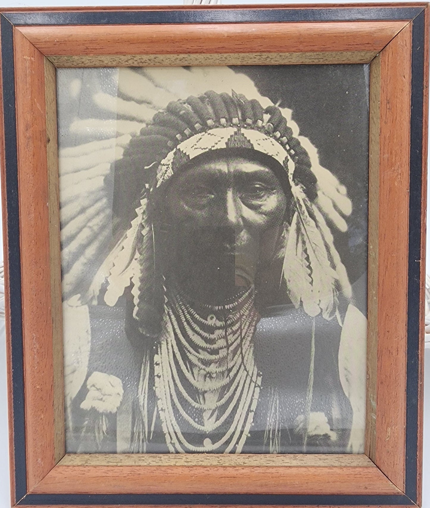 1903 Chief Joseph Nez Perce Indian Chief Warrior Photograph Print by Edward Curtis with Wooden Frame