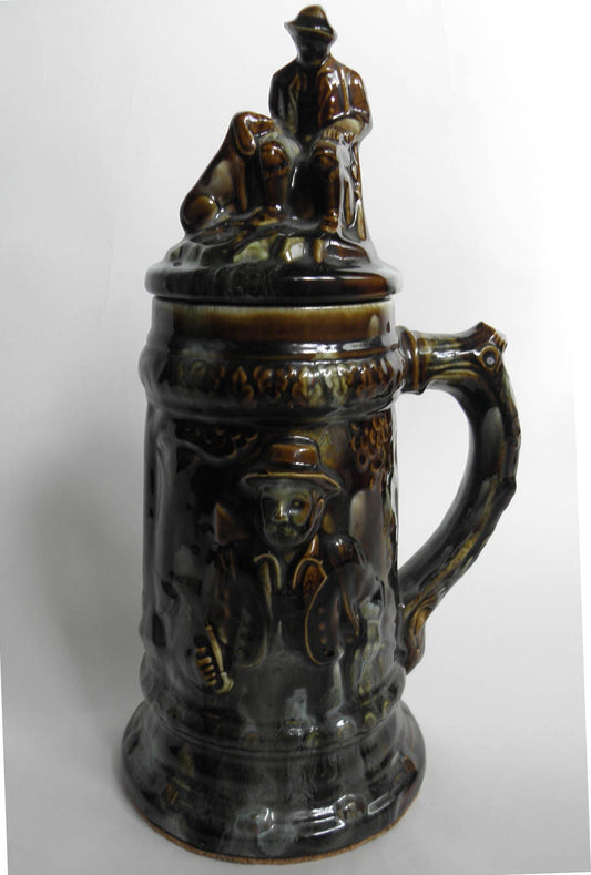 Old Vintage Tavern German Ceramic Glass Stein