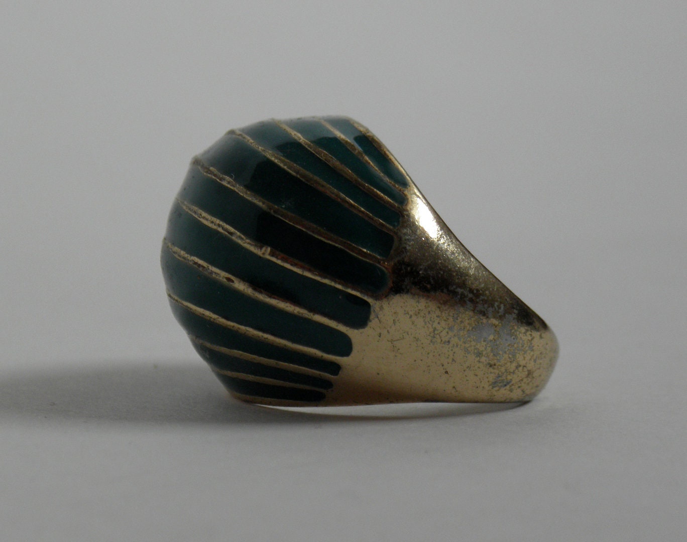 Vintage Turquoise Enamel and Gold-Tone Ring circa 1960