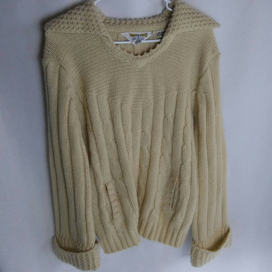 Norton's Point Vintage Acrylic Yellow Tan Rib Knit Sweater Medium