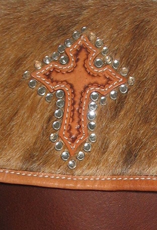 Montana Silversmith Leather and Fur Cross Bag Vintage Purse