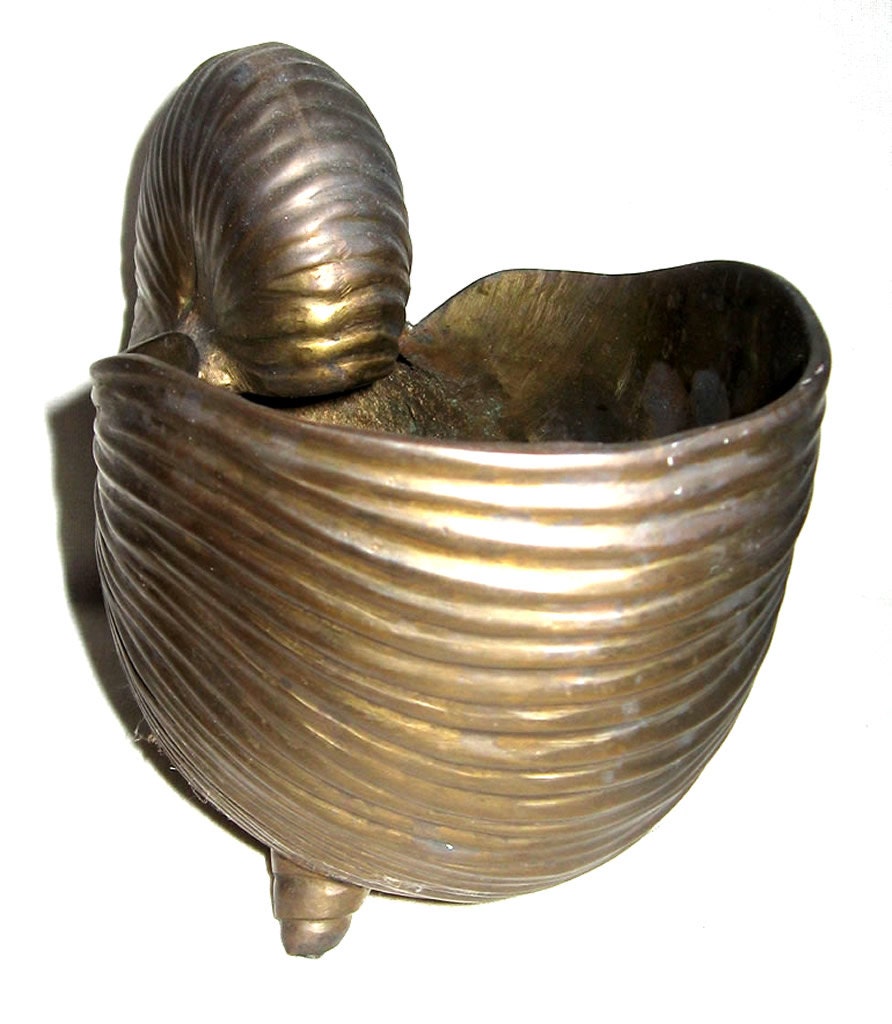 PRICE REDUCED - Vintage Brass Snail Planter, Extra Heavy - Over Five Lbs