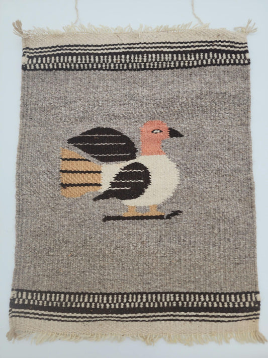 Vintage Handwoven Indian Mexican Zapotec Bird Tapestry Rug Wall Hanging Wall Decor